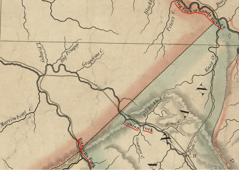 in southwestern Virginia, the Tug Fork, Levisa Fork, and Russell Fork of the Big Sandy River drain the Appalachian Plateau and flow towards the Ohio River