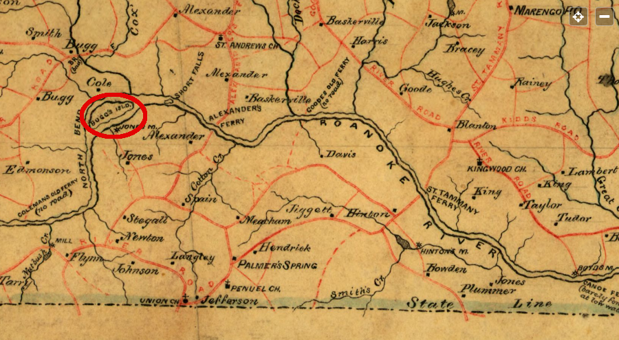 Confederate engineers documented the location of Buggs Island in 1864