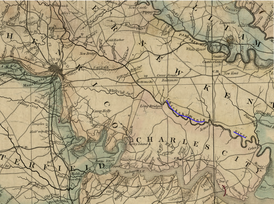 the Chickahominy River watershed includes land west of Richmond, as well as the area between Richmond and Ashland