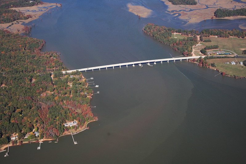Route 5 and the Virginia Capital Trail bikeway cross the Chickahominy River at its mouth