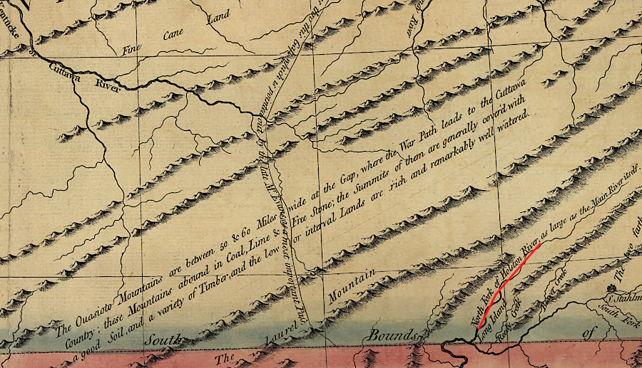 a 1778 map omitted the Clinch and Powell rivers, west of the North Fork of the Holston River