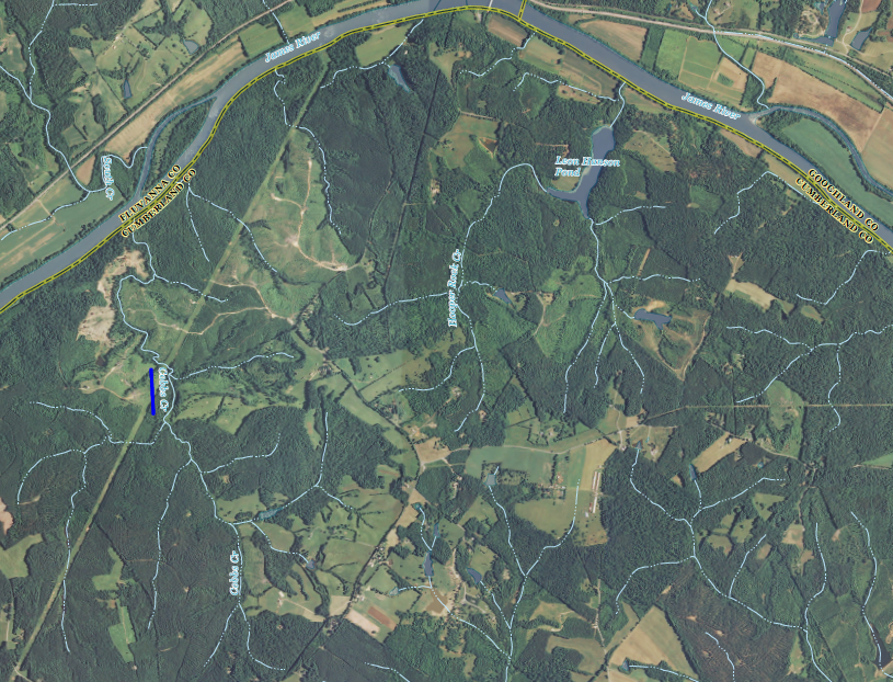 Cobbs Creek in Cumberland County will be dammed to form a new drinking water reservoir for Henrico, Powhatan, Goochland and Cumberland counties