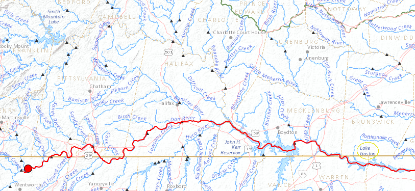 in 2014 a coal ash spill polluted the Dan River (a tributary of the Roanoke River) and Virginia Beach stopped pumping water from Lake Gaston
