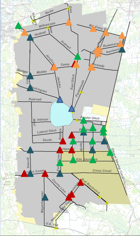 water control structures in the Dismal Swamp National Wildlife Refuge allow control of water levels - except in droughts