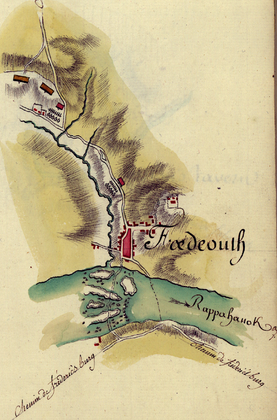 the French army marched north from Yorktown in 1782, and camped at Falmouth on the Rappahannock River