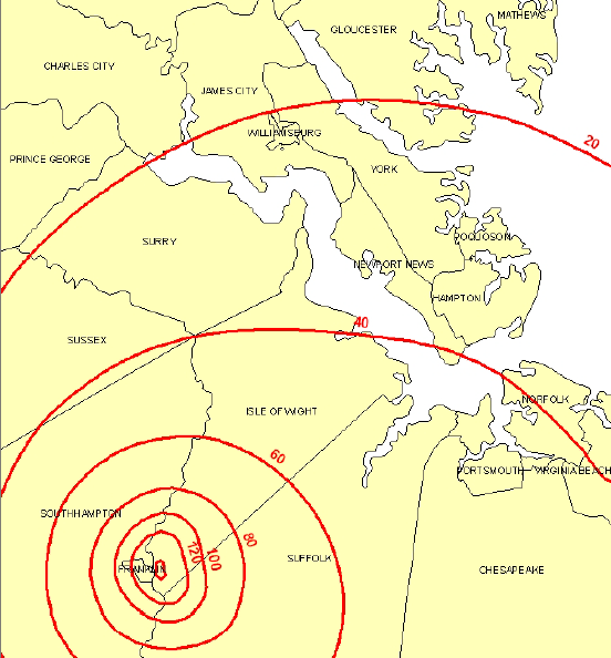 impact of groundwater withdrawals for International Paper mill in Franklin, Virginia before 2009 shutdown