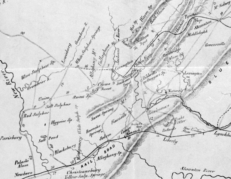 thermal springs in Virginia are concentrated in valleys between Pulaski and Bath counties