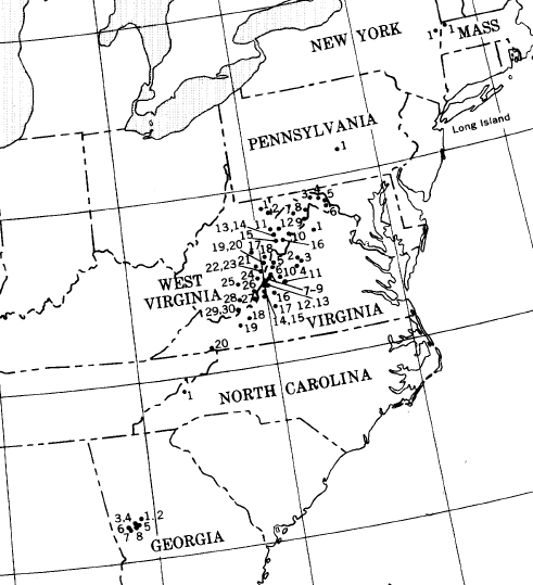 in the Eastern United States, warm springs extend from Saratoga Springs in New York to Warm Springs in Georgia