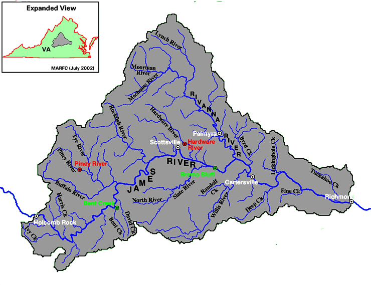 Richmond's drinking water may have cycled earlier through factories, power plants, or animal/human intestines in the watershed upstream