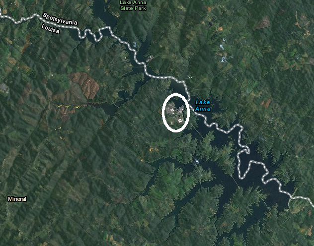 Lake Anna was built to cool a nuclear power plant (in circle)