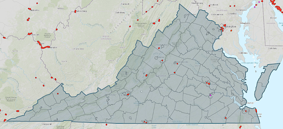 levees in Virginia are primarily along inland rivers, not at the oceanfront
