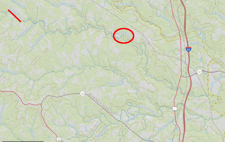 one Little River is a tributary of the North Anna River, north of Ashland