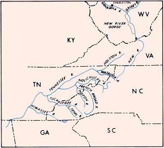 eight other rivers have headwaters in the Appalachians and flow west, cutting though the ancient uplifted bedrock
