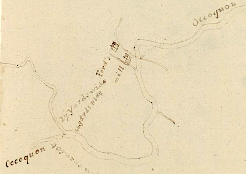 the width of the Occoquan river at its confluence with Bull Run was measured in 1820
