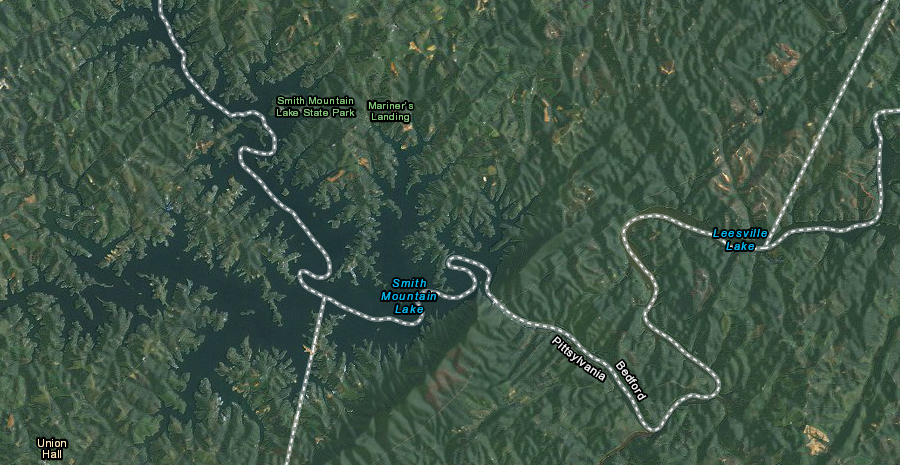 Leesville Lake is downstream of Smith Mountain Lake, and Roanoke River water is pumped back to Smith Mountain Lake so it can flow through the turbines and generate electricity again to meet peak power demand