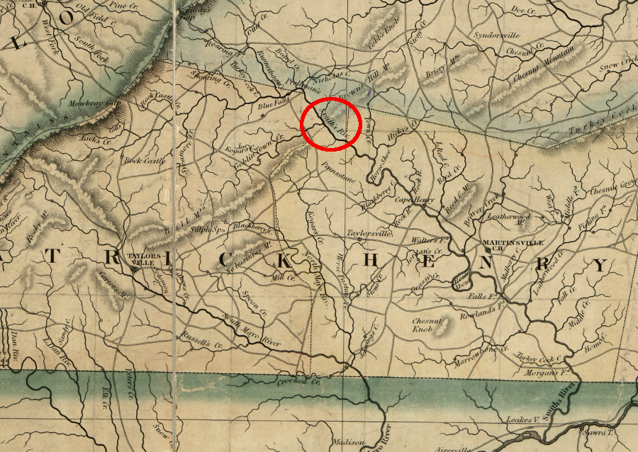 the Smith River flows into the Dan River, which then flows into the Roanoke River
