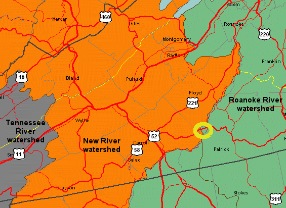 the eastern boundary of Floyd County is based on the Eastern Continental Divide