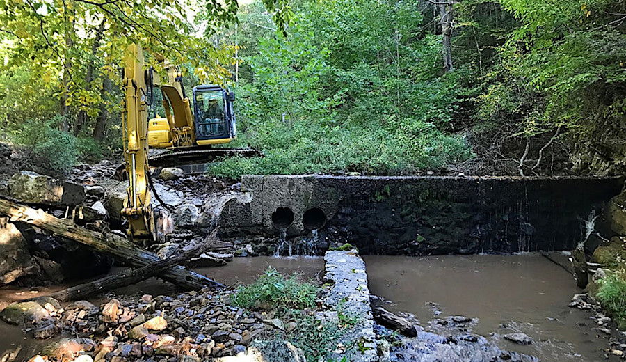 Wilson Creek Dam at Douthat State Park was removed in 2022